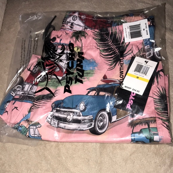 Psycho Tuna Tropical Peach Classic Surf Life medium swim trunks New - Picture 4 of 7
